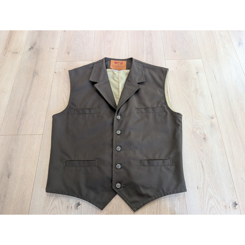 VINTAGE SCHAEFER OUTFITTER MENS CANVAS WESTERN VEST SZ XL SF705 MADE IN USA